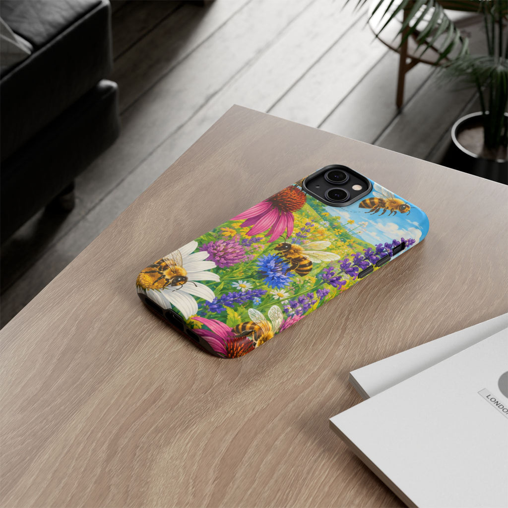Bee Meadow Phone Case — Floral Honeybee Protective Cover