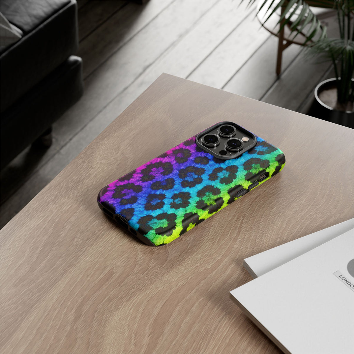 Neon Rainbow Leopard Tough Case – Colorful Animal Print Phone Cover