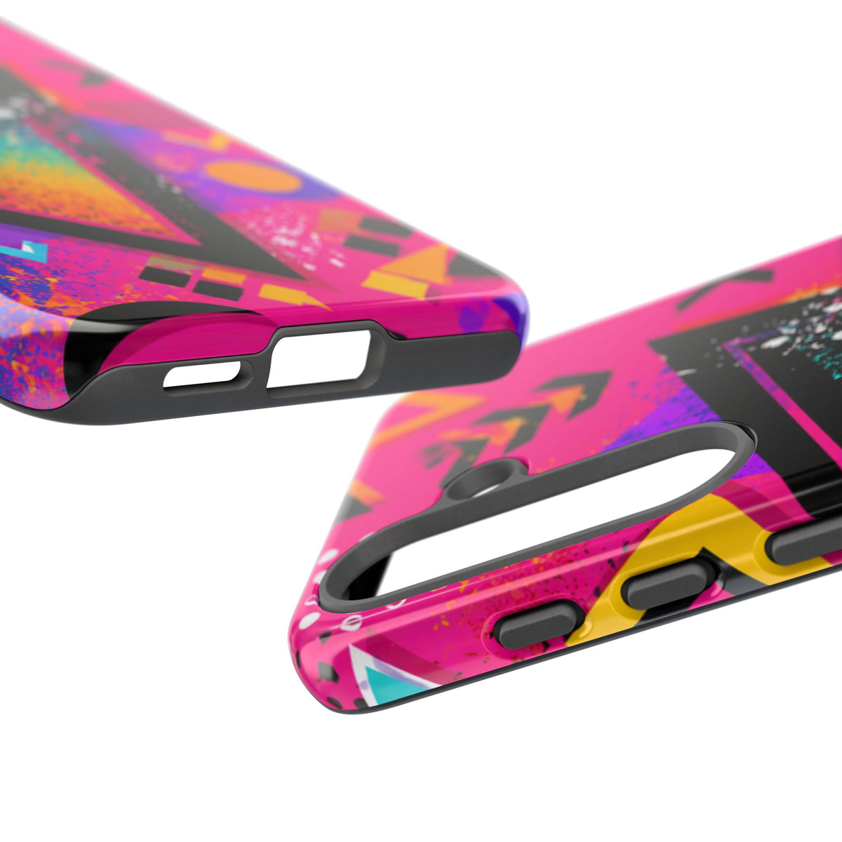 Retro 80s Geometric Phone Case — Neon Triangle Tough Case