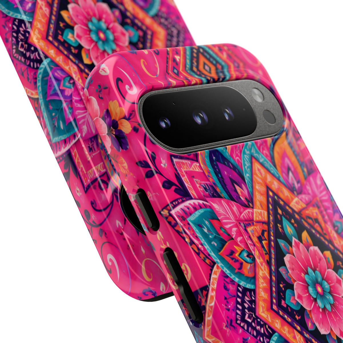 Floral Mandala Tough Phone Case — Pink Boho Protective Cover