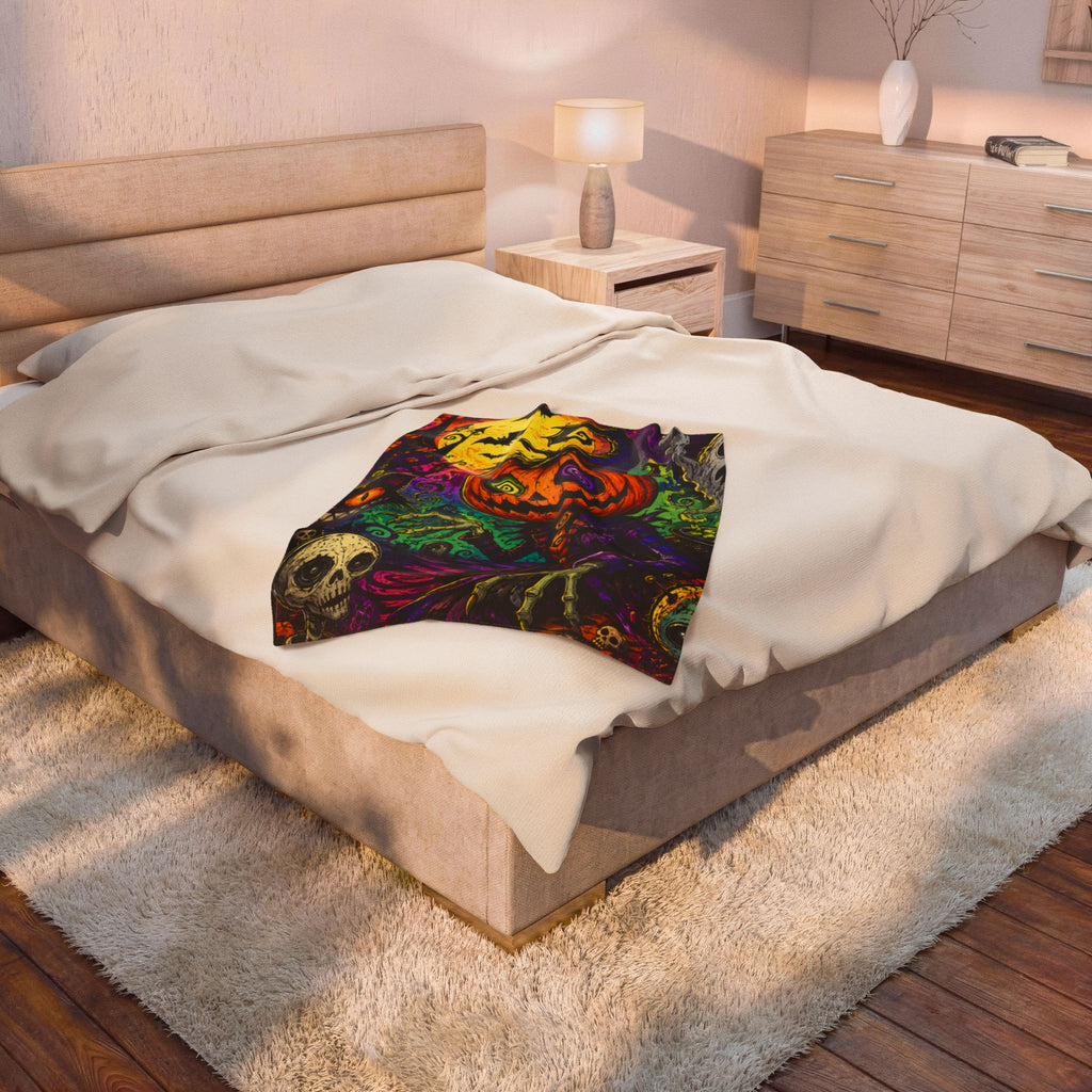 Psychedelic Pumpkin Halloween Velveteen Plush Blanket