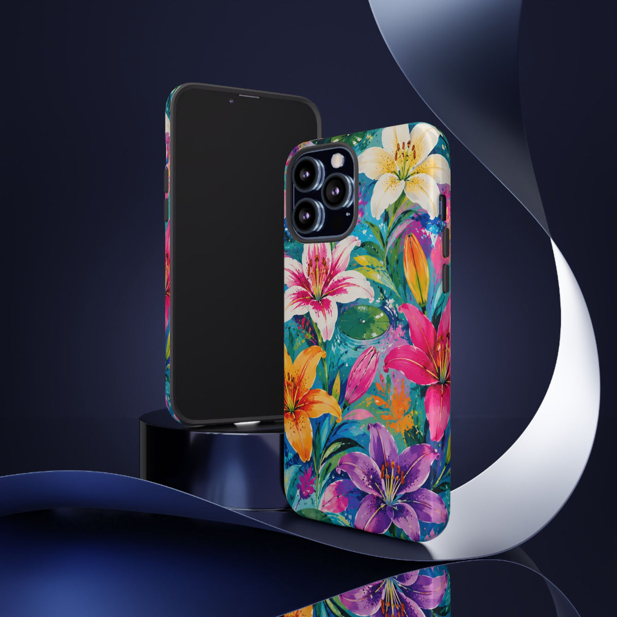 Floral Lily Tough Phone Case — Colorful Tropical Flower Protective Cover