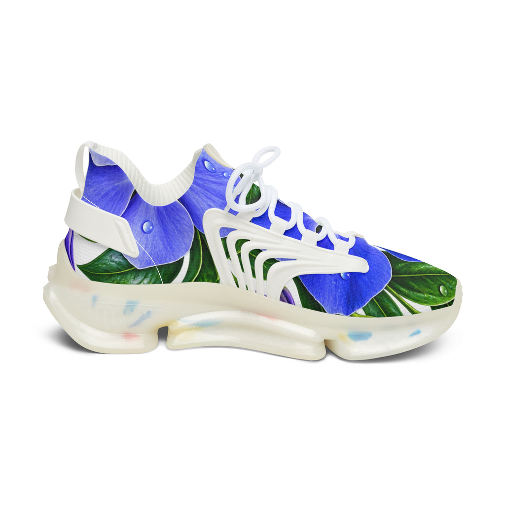 Floral Mesh Sneakers — Women’s Blue Pansy Athletic Shoes