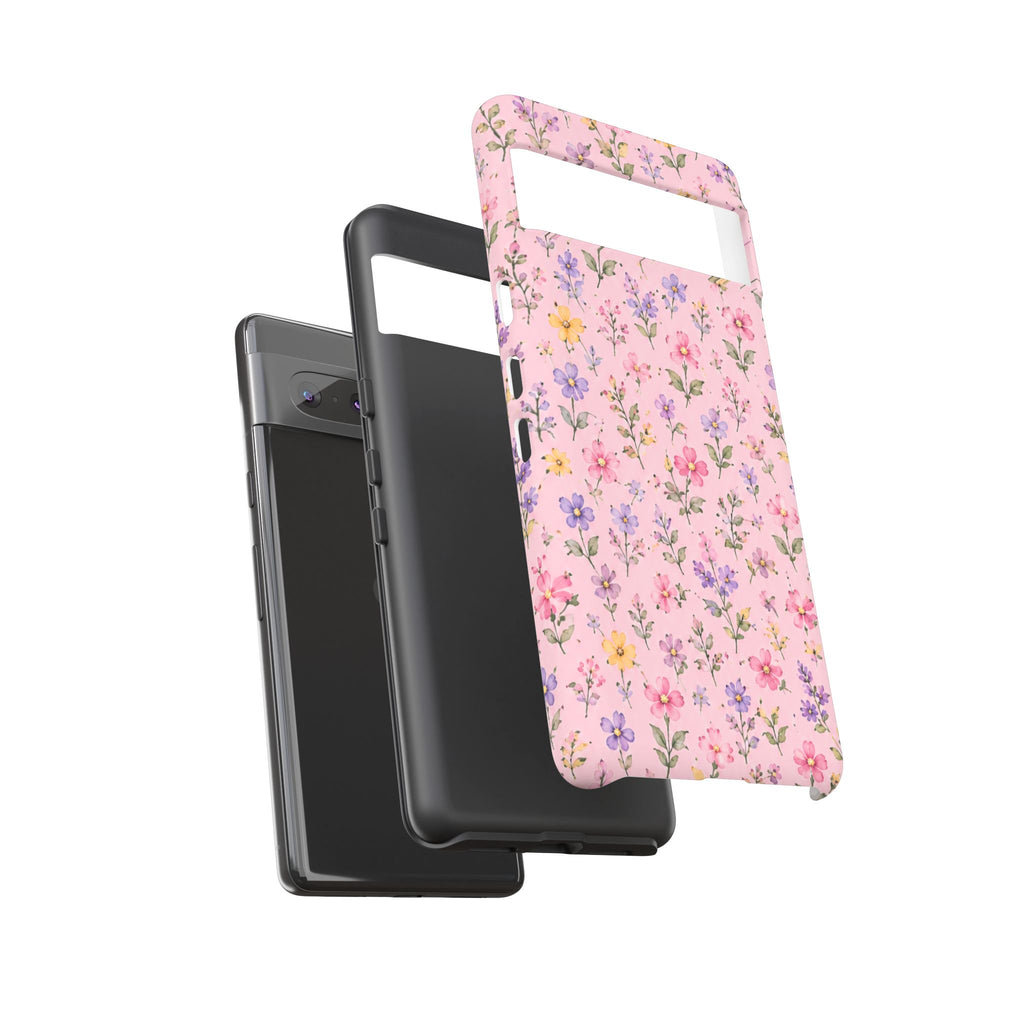 Floral Pink Tough Phone Case — Pastel Wildflower Protective Case