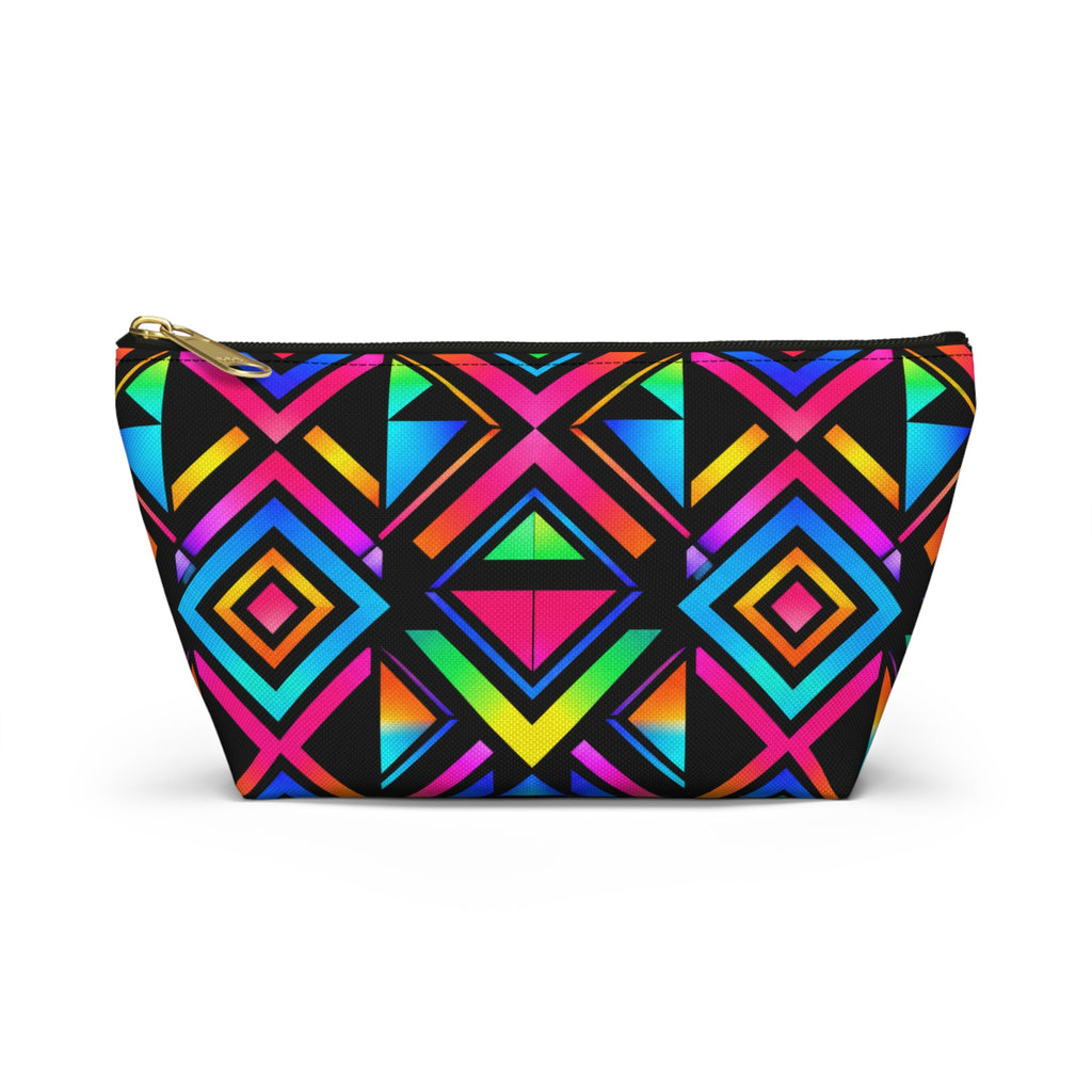 Neon Geo Makeup Pouch — Colorful Geometric Accessory Bag
