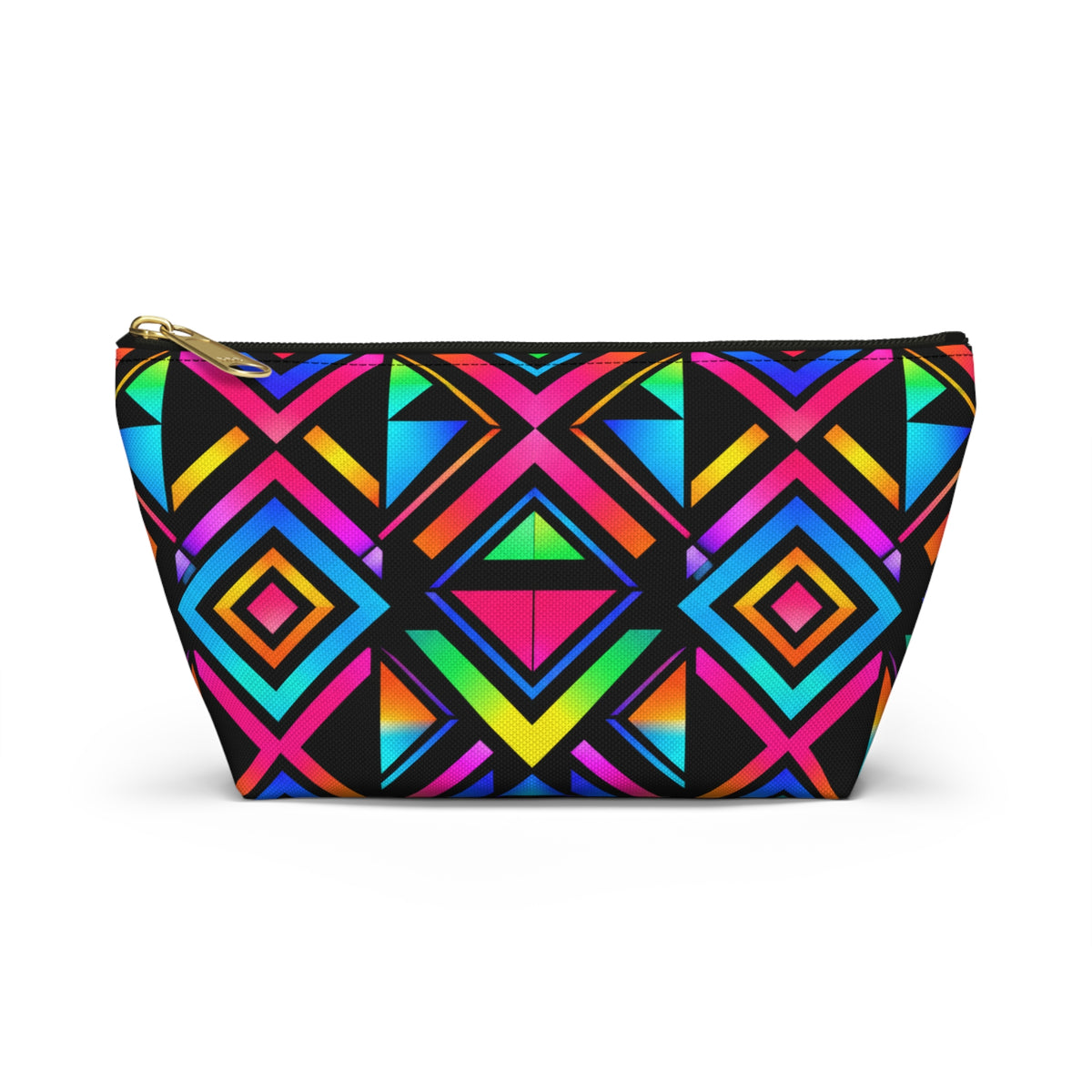 Neon Geo Makeup Pouch — Colorful Geometric Accessory Bag