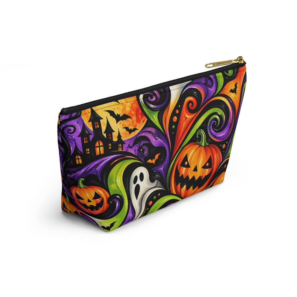 Halloween Pumpkin Ghost Makeup Bag — Spooky Halloween Accessory Pouch