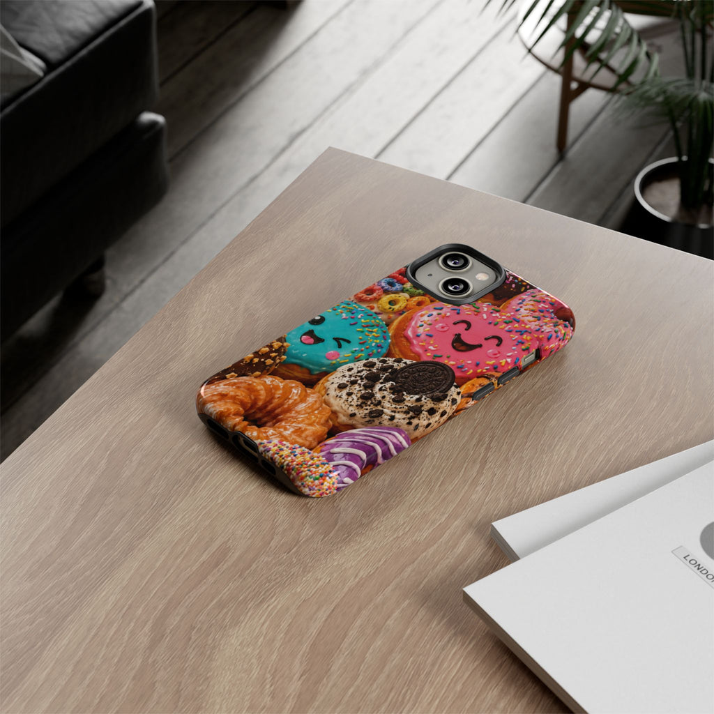 Donut Smile Tough Phone Case — Cute Colorful Desserts Protective Cover