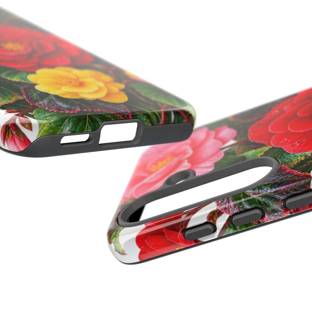 Floral Begonia Phone Case — Vibrant Red, Pink & Yellow Blossom Protective Cover