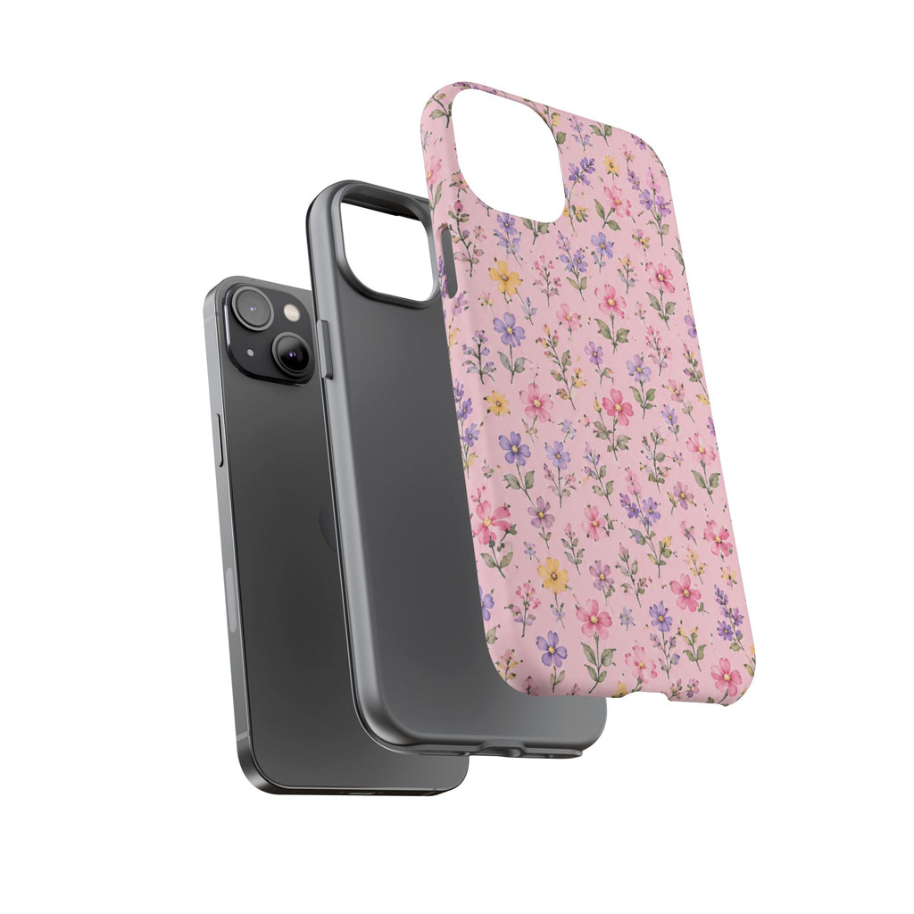 Floral Pink Tough Phone Case — Pastel Wildflower Protective Case