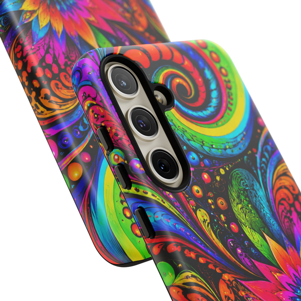 Psychedelic Floral Phone Case — Vibrant Swirl Tough Protective Cover