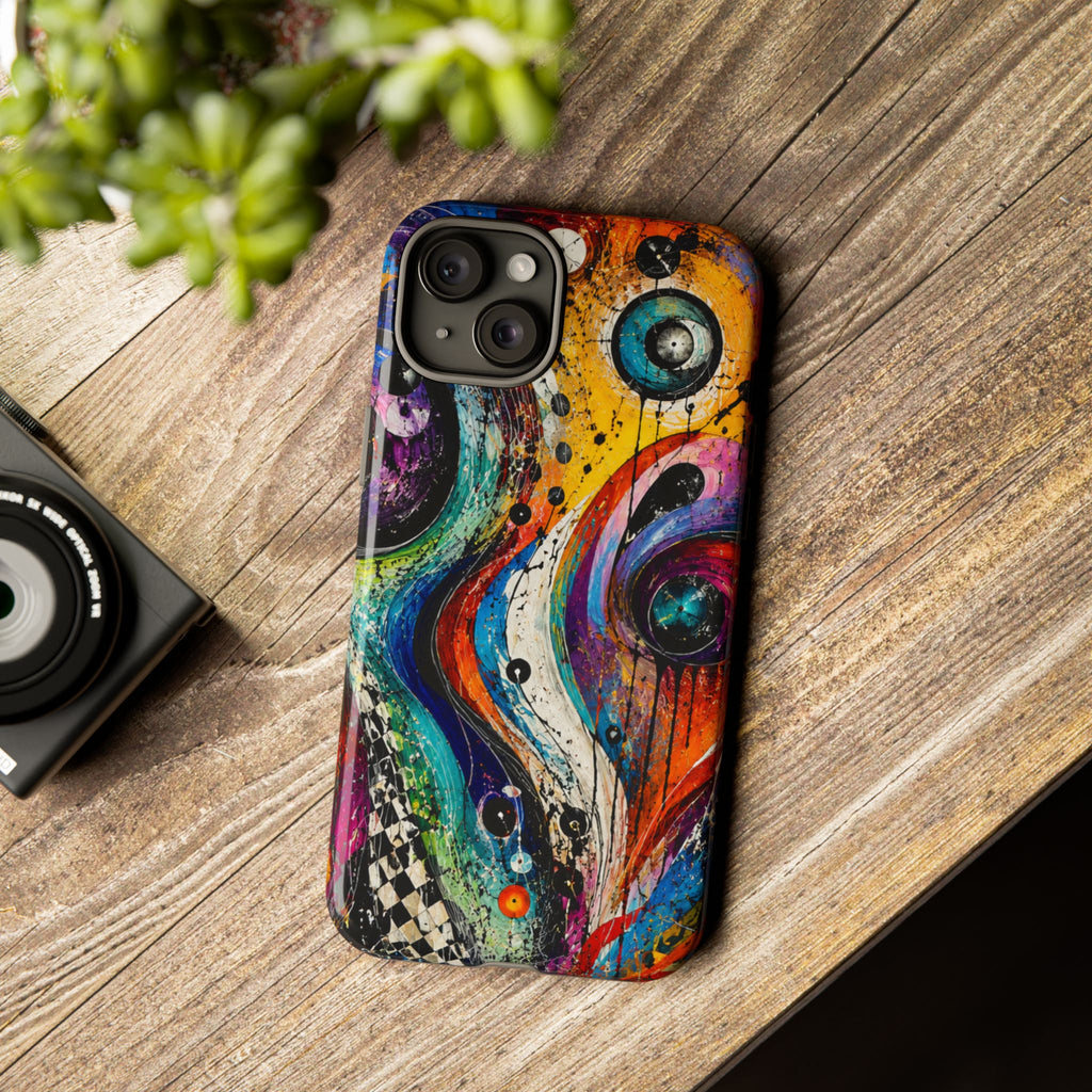 Abstract Cosmic Swirl Phone Case — Colorful Artistic iPhone Tough Case