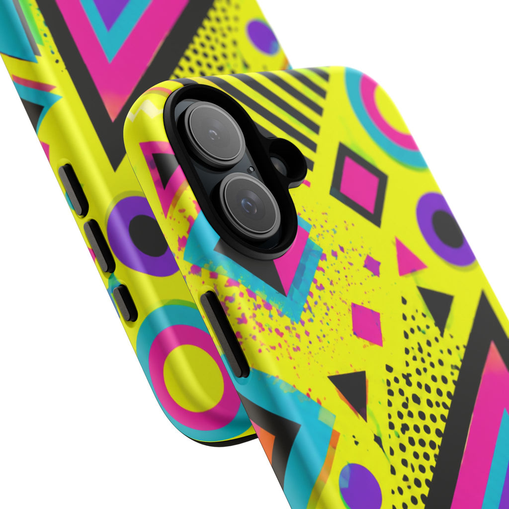 Retro 80s Geometric Phone Case — Neon Memphis Triangle Design