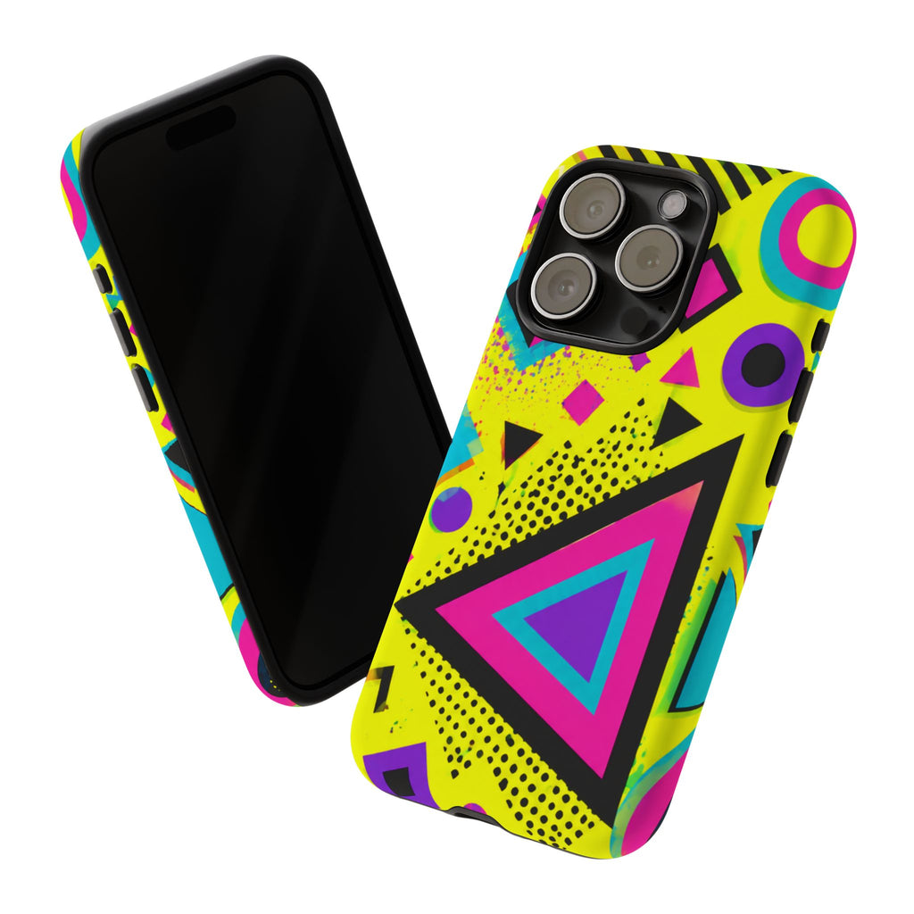 Retro 80s Geometric Phone Case — Neon Memphis Triangle Design