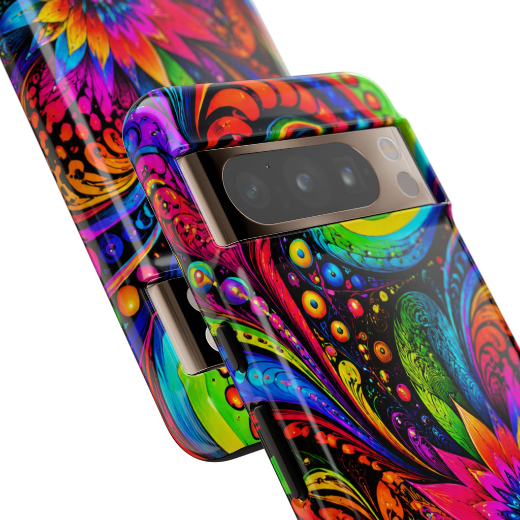 Psychedelic Floral Phone Case — Vibrant Swirl Tough Protective Cover