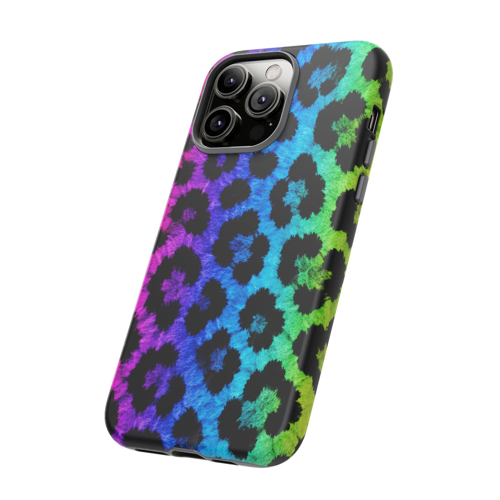 Neon Rainbow Leopard Tough Case – Colorful Animal Print Phone Cover
