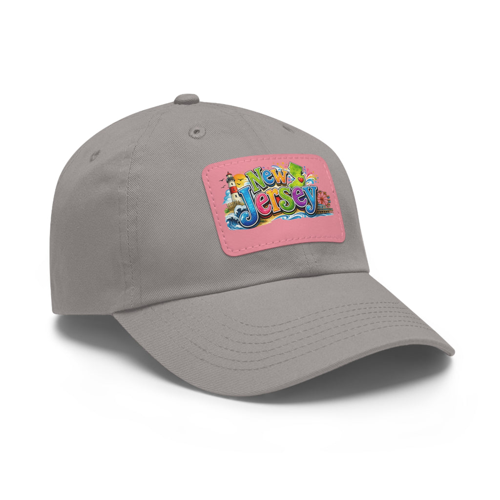 New Jersey Patch Logo Dad Hat | Leather Rectangle Patch