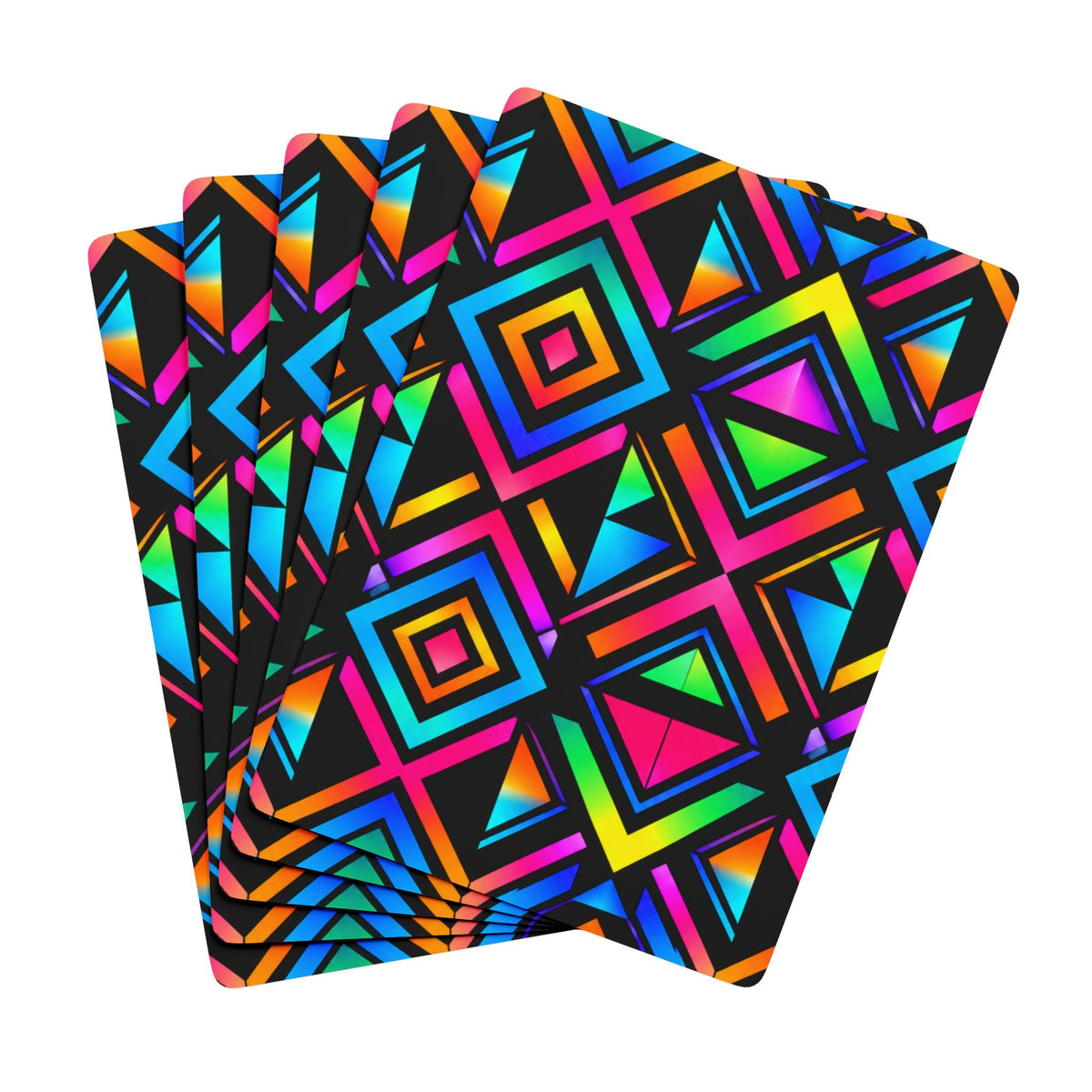 Neon Geometric Poker Playing Cards – Vibrant Casino Deck