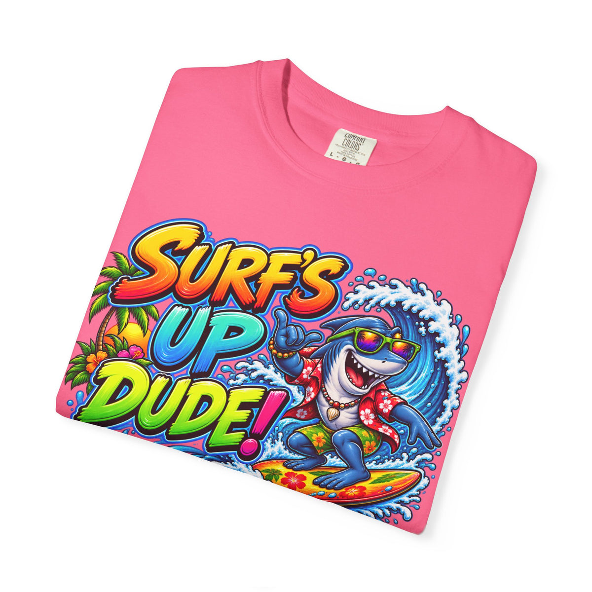 Surf's Up Dude! Surf Shark Graphic T-Shirt