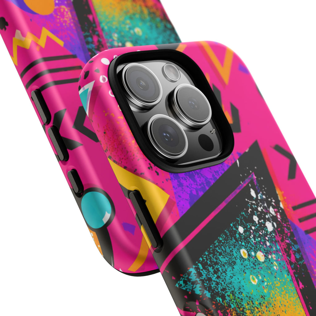 Retro 80s Geometric Phone Case — Neon Triangle Tough Case