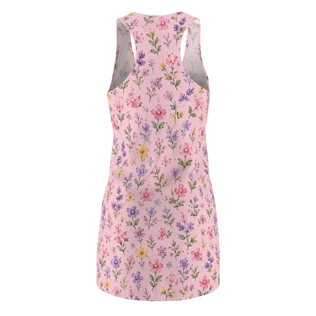 Floral Pink Racerback Dress — Pastel Wildflower Summer Sundress