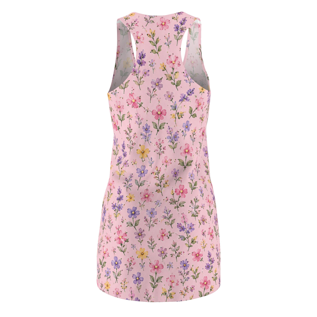Floral Pink Racerback Dress — Pastel Wildflower Summer Sundress