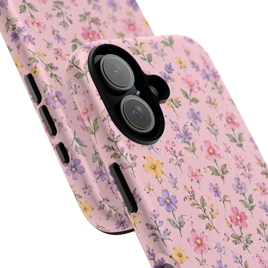 Floral Pink Tough Phone Case — Pastel Wildflower Protective Case