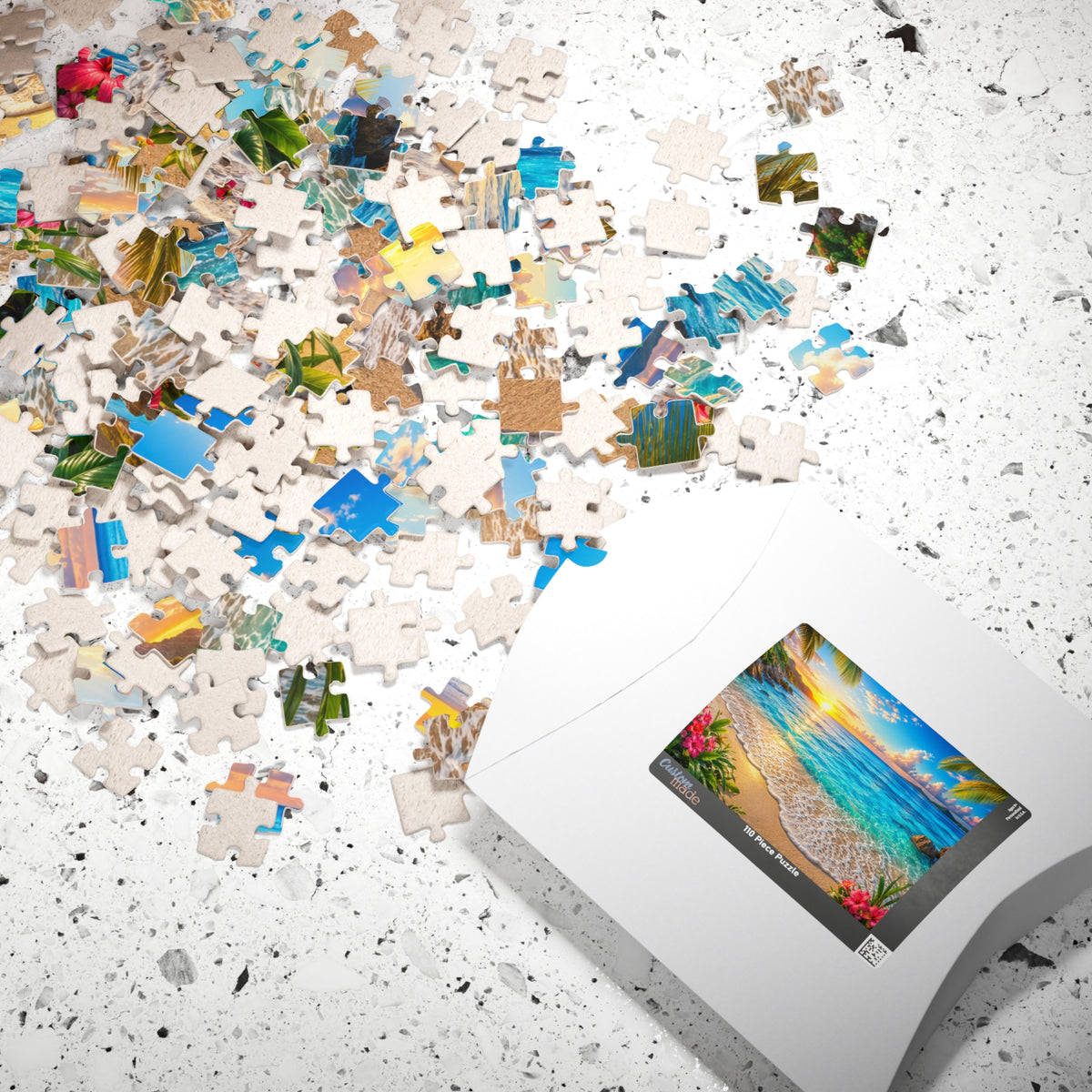 Tropical Beach Sunset Puzzle — Scenic Ocean Jigsaw (110/252/520/1014 pcs)