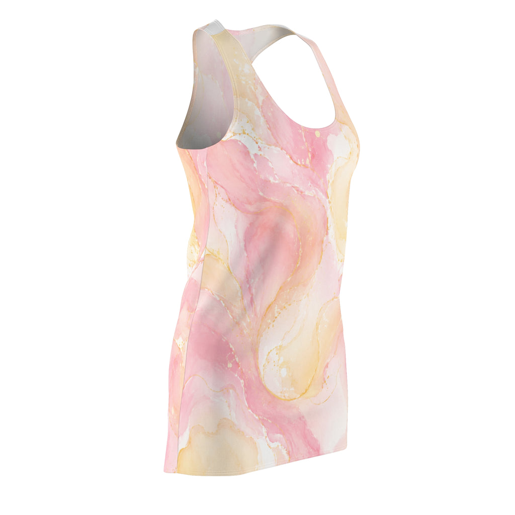 Pink Gold Marble Racerback Dress | Watercolor Marble Print