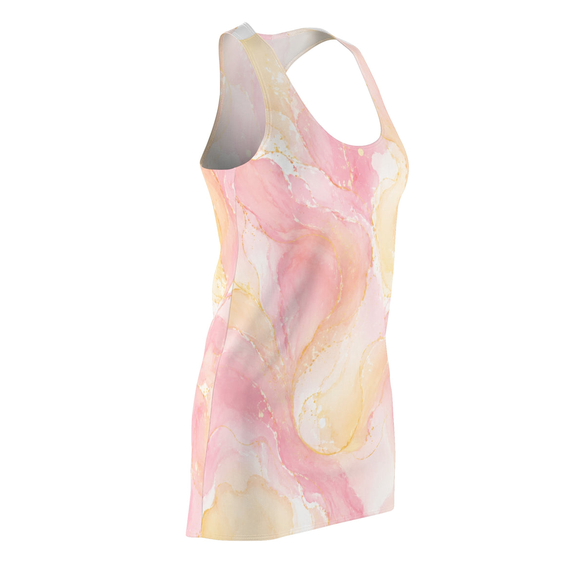 Pink Gold Marble Racerback Dress | Watercolor Marble Print