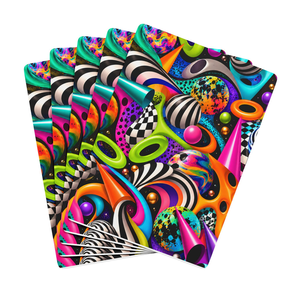 Psychedelic Abstract Poker Playing Cards — Colorful Retro Casino Deck
