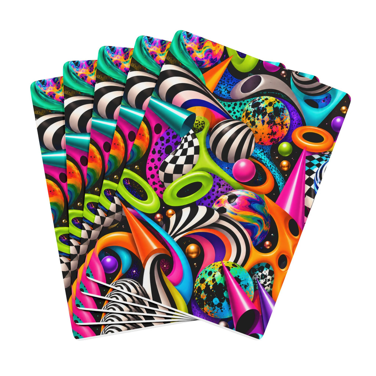 Psychedelic Abstract Poker Playing Cards — Colorful Retro Casino Deck