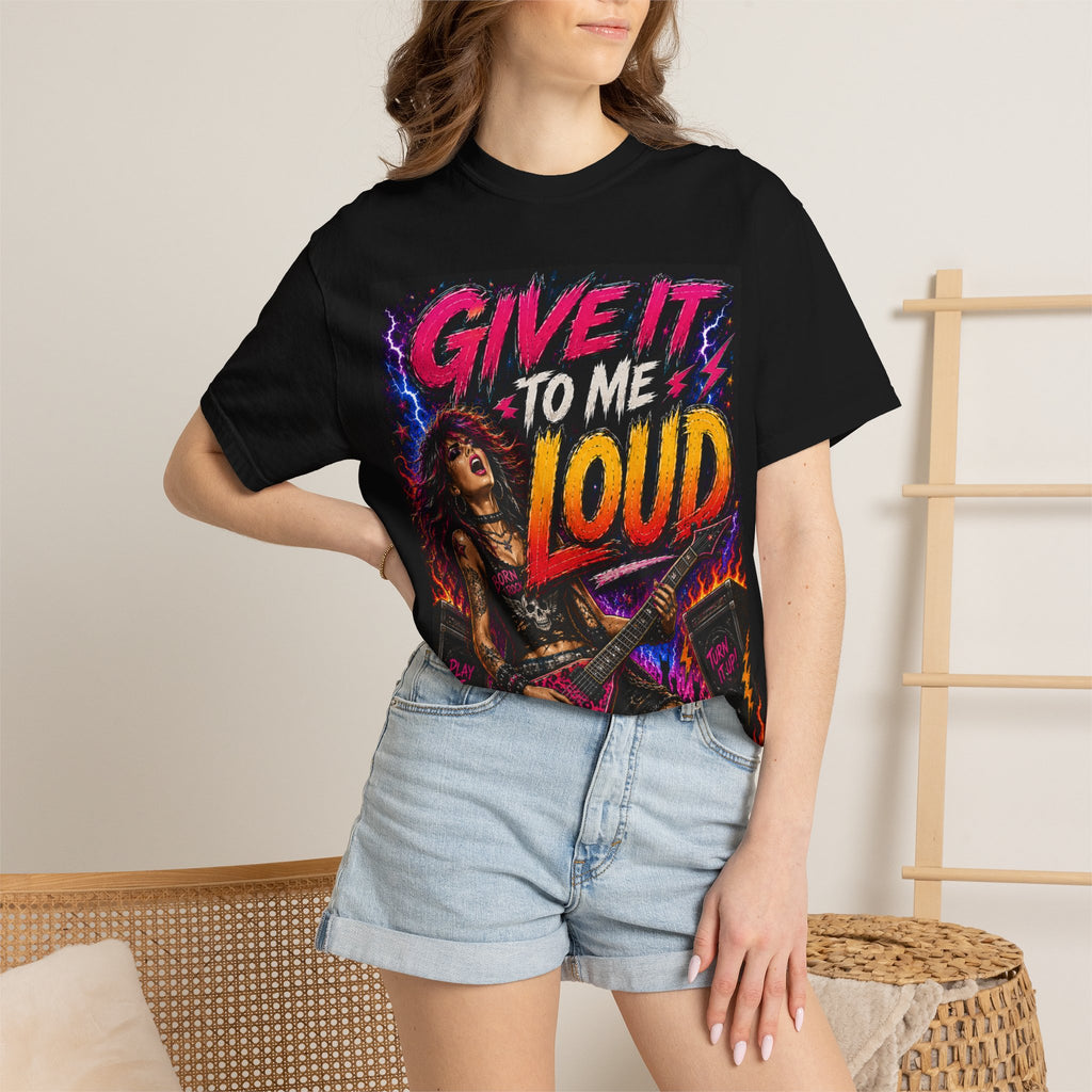 Give It To Me Loud rock guitarist T-shirt | Vintage 80s metal tee