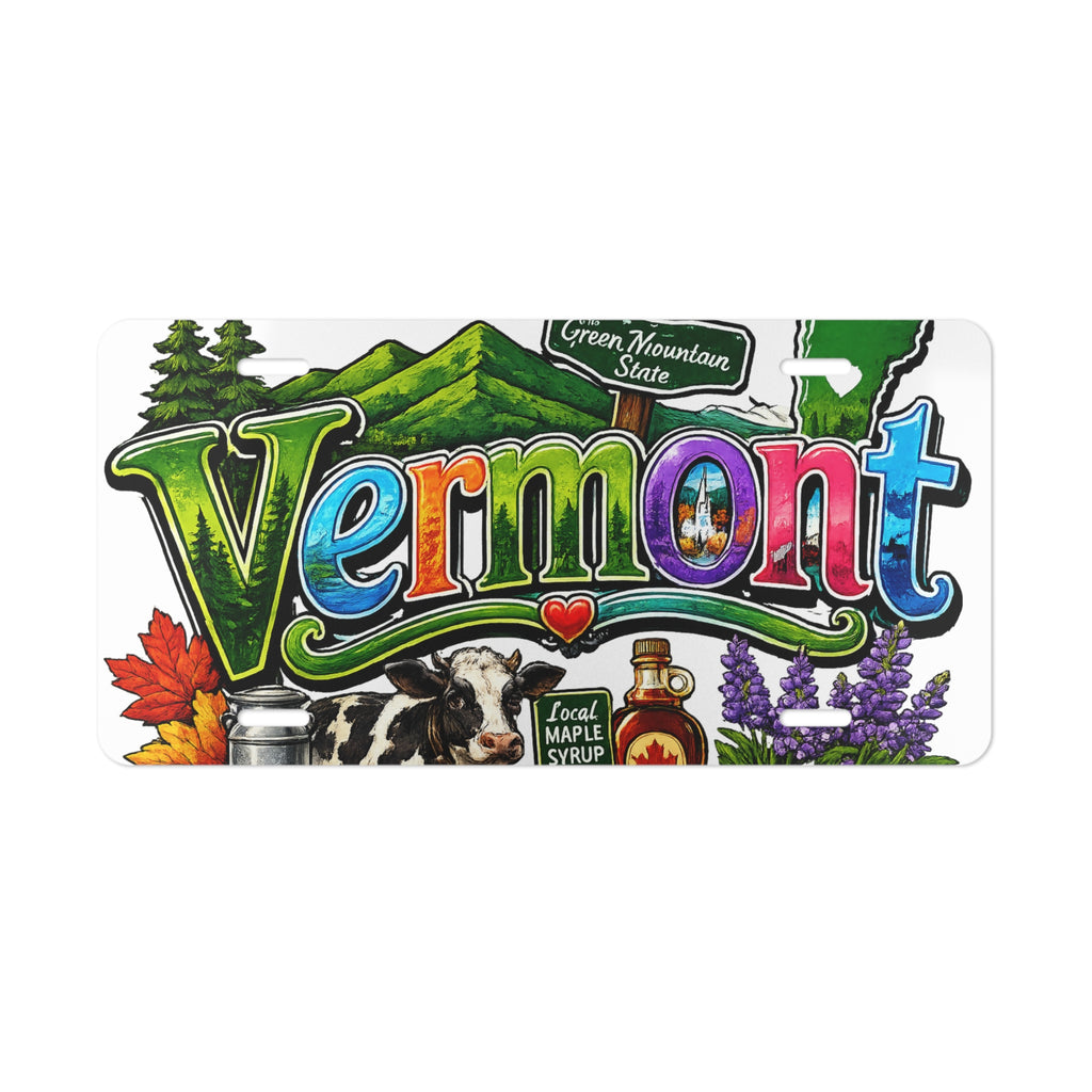 Vermont State Scenes Vanity Plate | Maple Syrup, Cow, Mountains