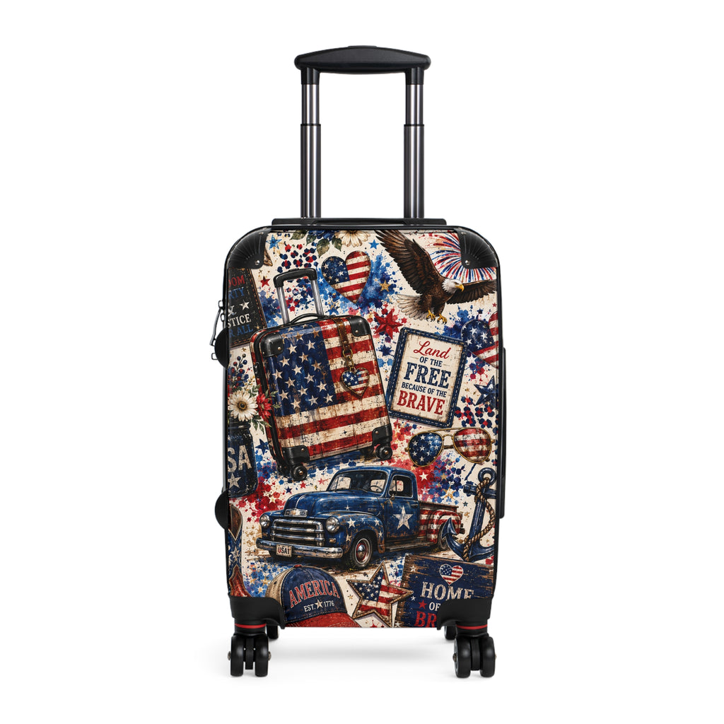 Patriotic 'Land of the Free, Home of the Brave' Carry-On Suitcase
