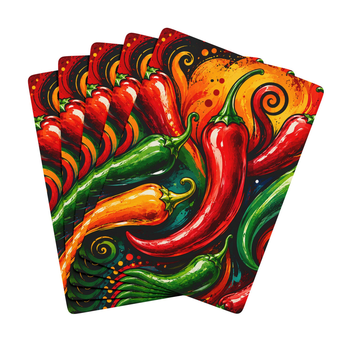 Chili Pepper Art Poker Playing Cards — Vibrant Spicy Deck for Game Night & Gifts