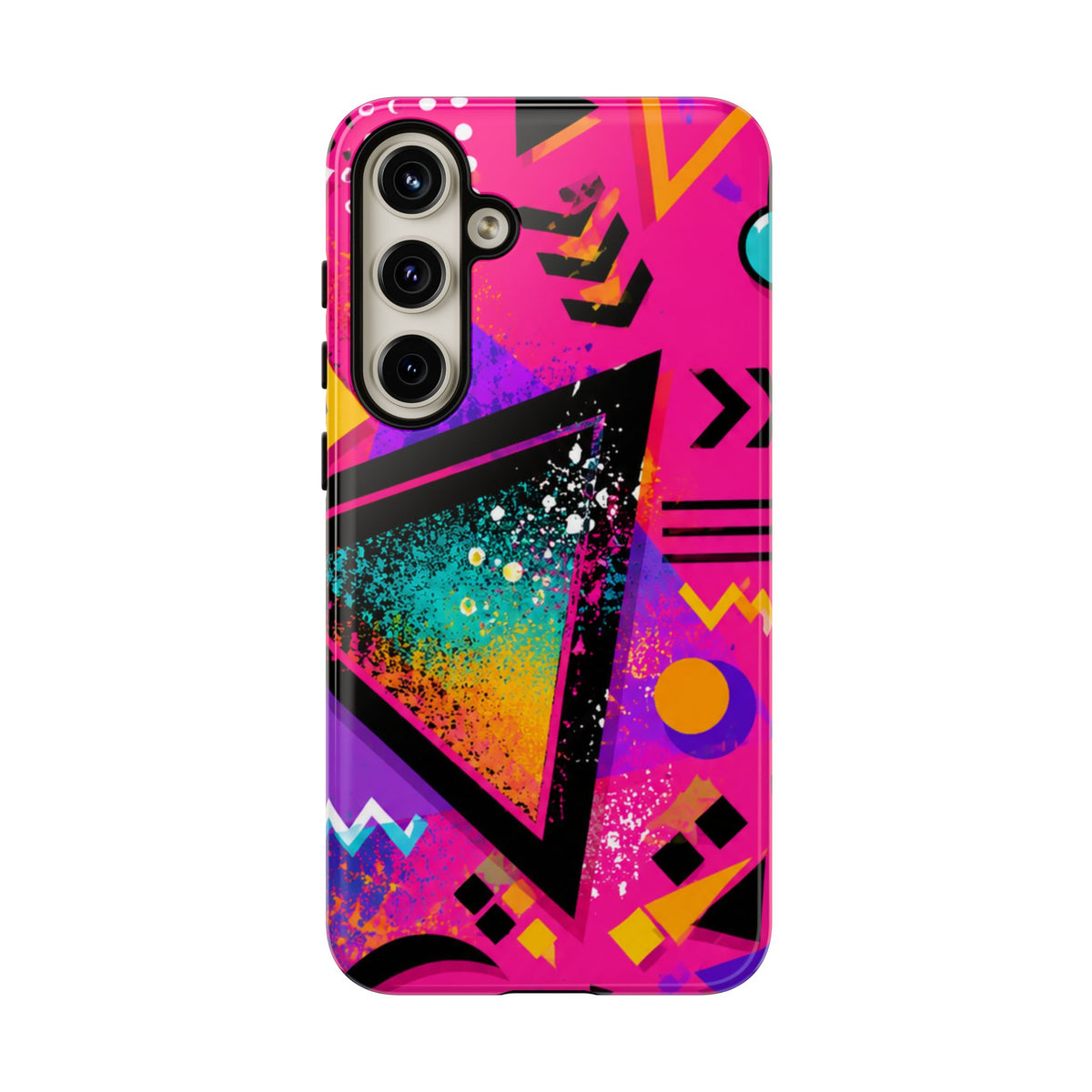 Retro 80s Geometric Phone Case — Neon Triangle Tough Case