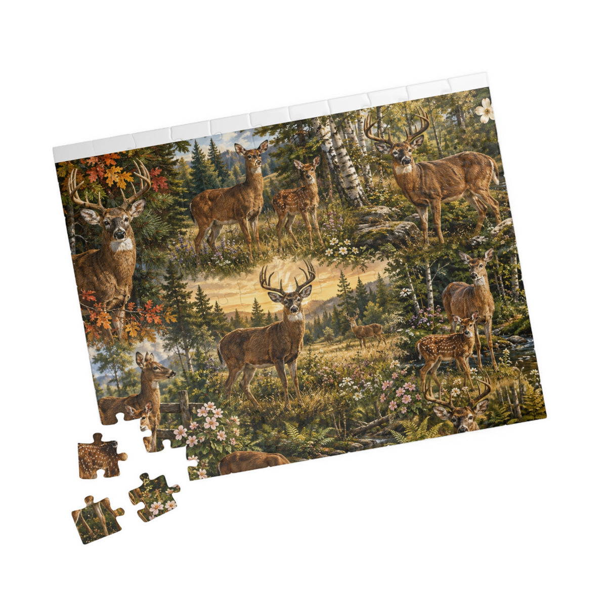 Woodland Deer Jigsaw Puzzle — Scenic Forest Wildlife Puzzle (110/252/520/1014 pcs)