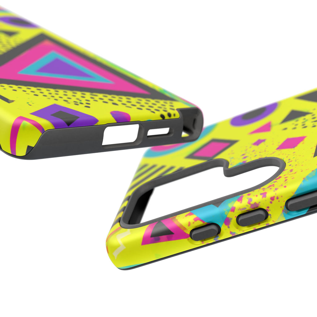 Retro 80s Geometric Phone Case — Neon Memphis Triangle Design