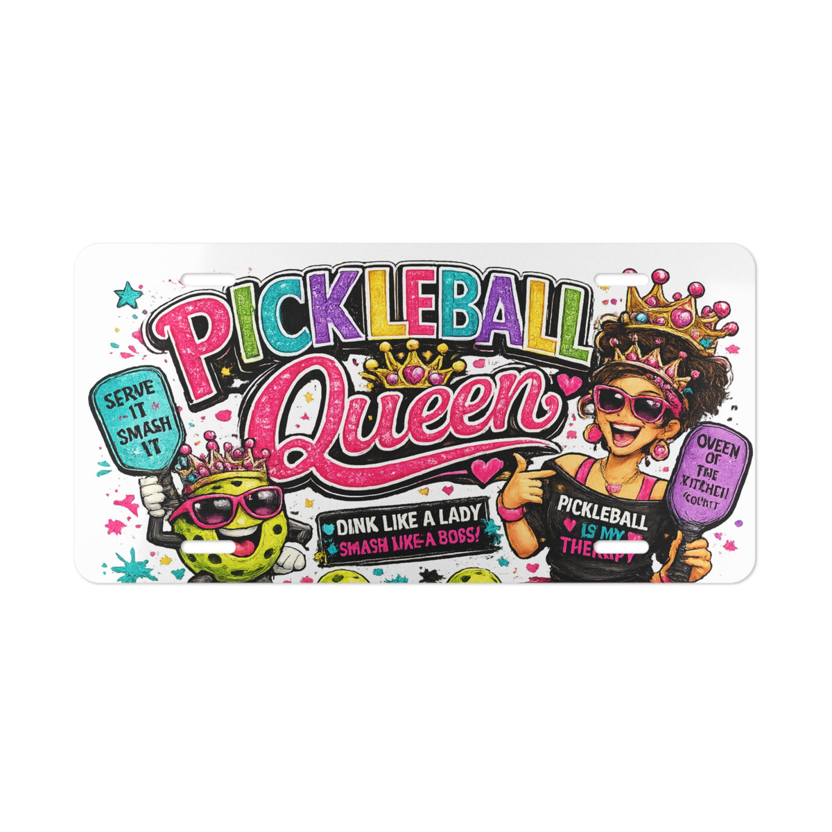 Pickleball Queen Vanity Plate | Colorful Sport License Plate