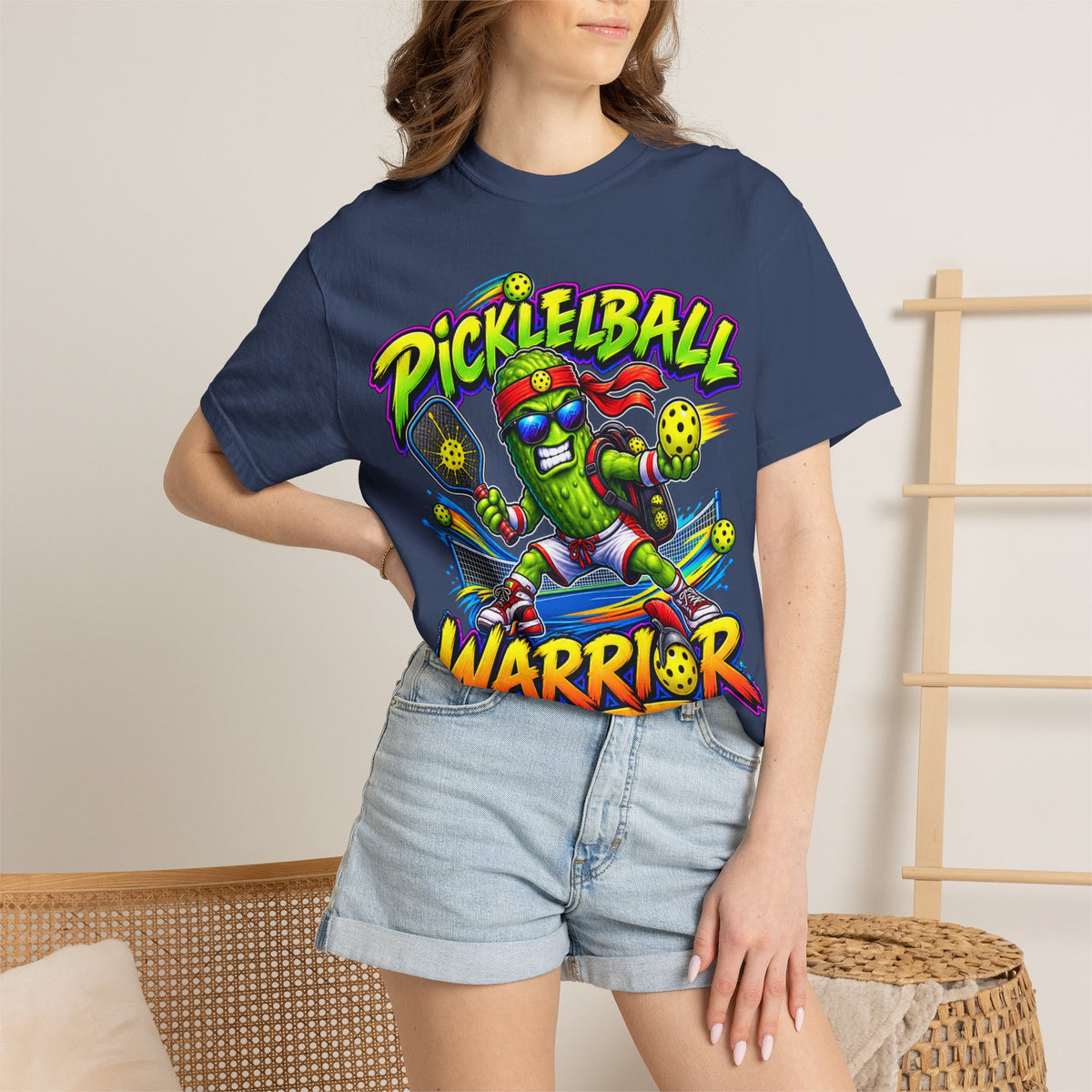 Pickleball Warrior T-Shirt | Cartoon Pickle Player Graphic