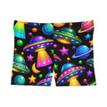 Neon UFO Galaxy Women's Shorts — Colorful Space Alien Print AOP