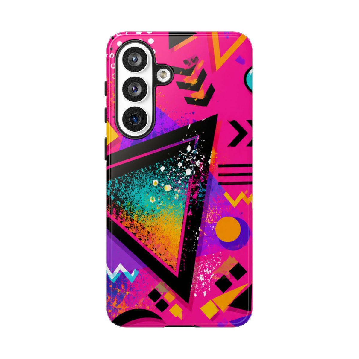 Retro 80s Geometric Phone Case — Neon Triangle Tough Case
