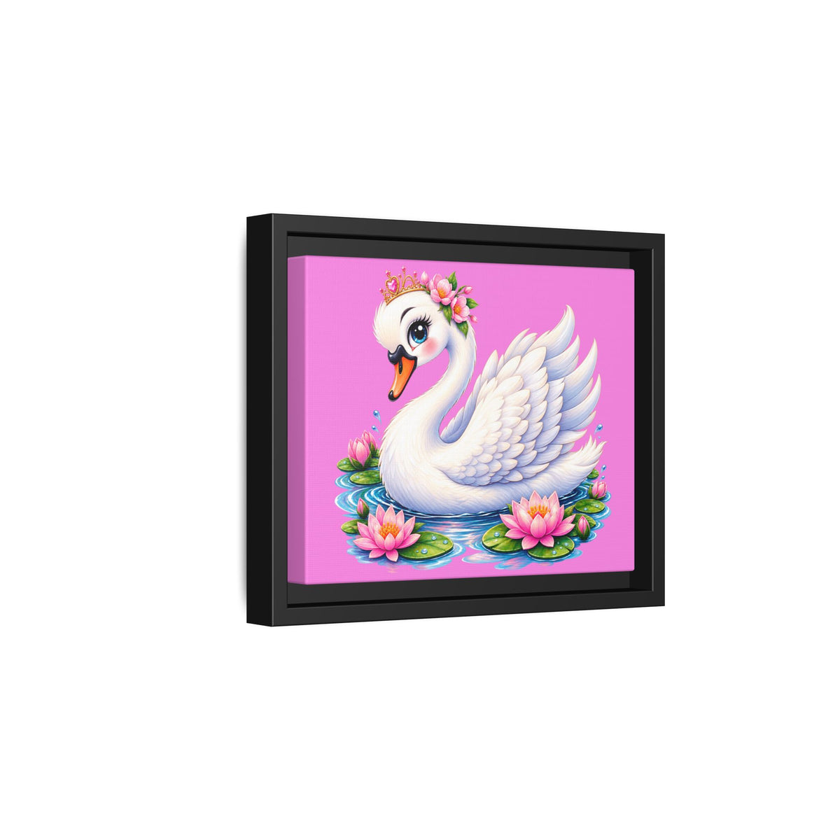 Swan with Water Lilies Matte Canvas