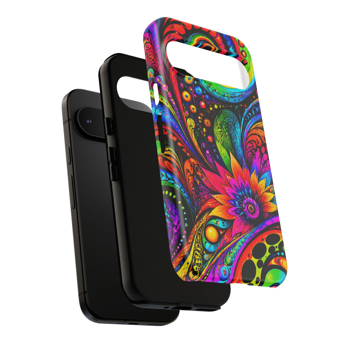 Psychedelic Floral Phone Case — Vibrant Swirl Tough Protective Cover
