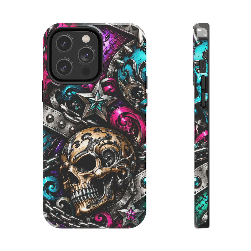 Skull & Stars Tough Phone Case | Colorful Gothic Skull Phone Case