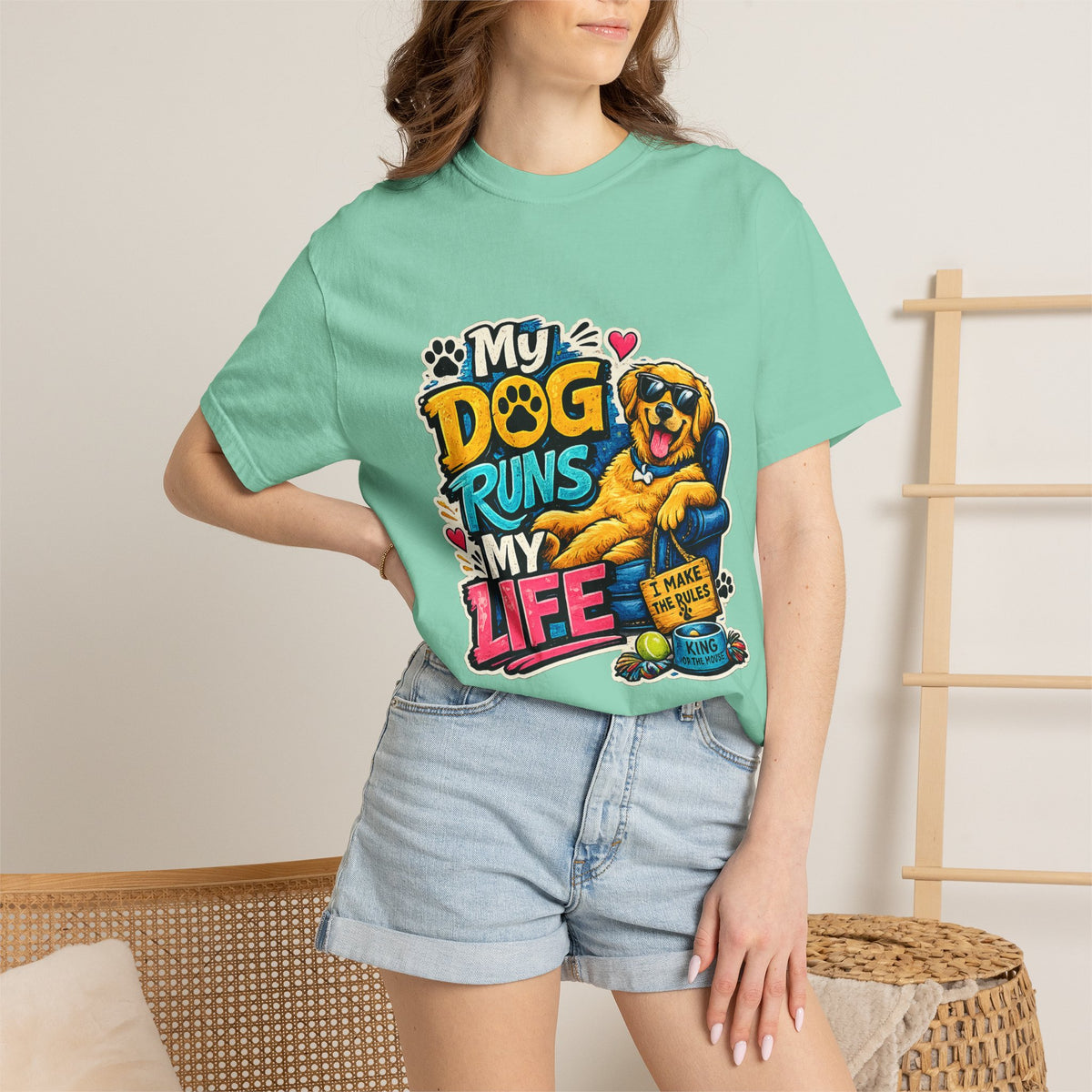 My Dog Runs My Life T-shirt | Funny Dog Lover Tee