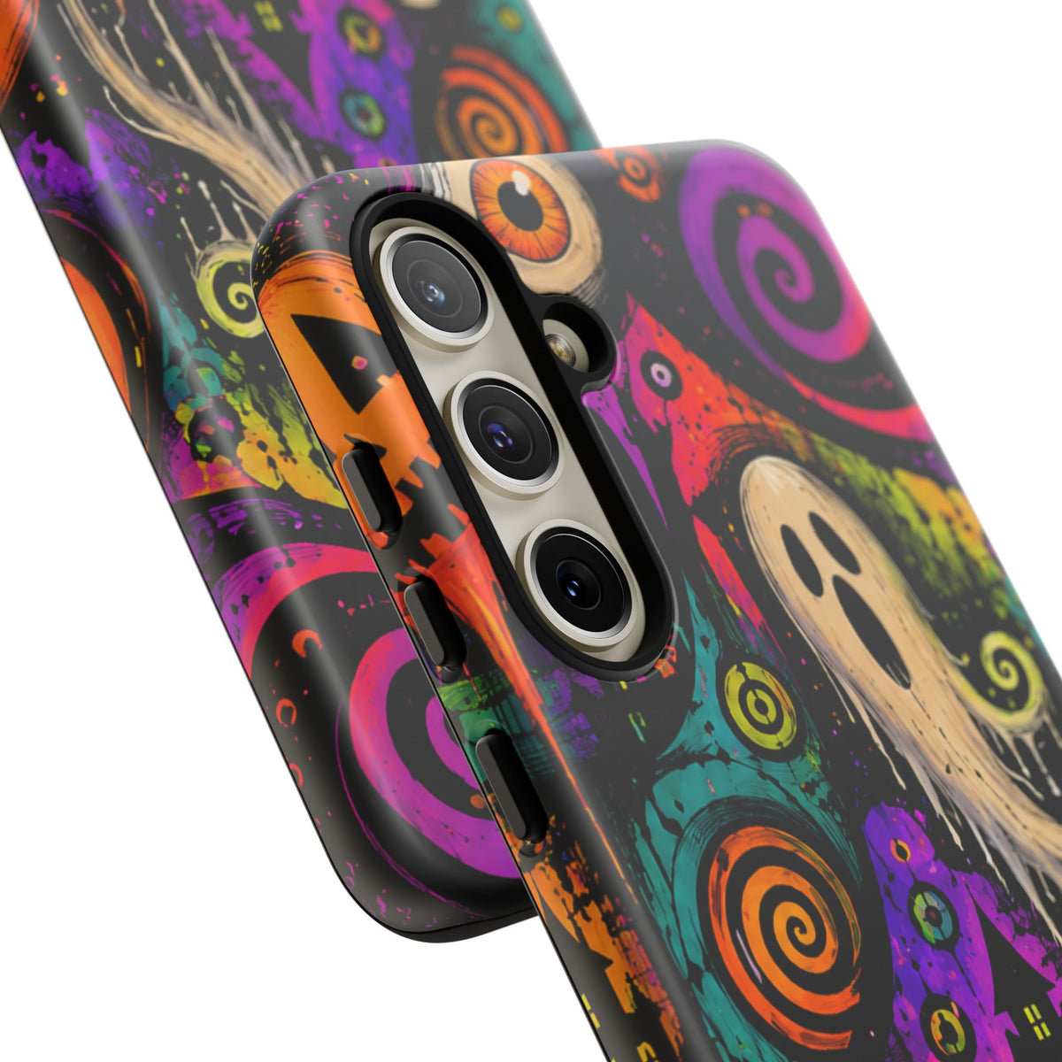 Halloween Ghost Phone Case — Colorful Spooky Skull & Haunted House Tough Case