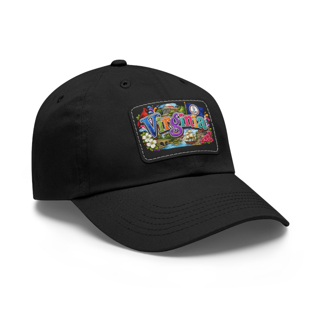Virginia Postcard Patch Dad Hat | Leather Rectangle State Patch