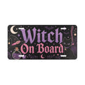 Witch On Board Vanity Plate | Halloween Car License Decor
